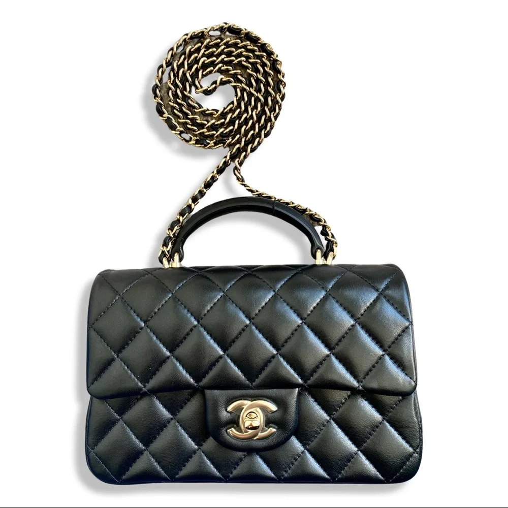 FULL SET - CHANEL Mini Rectangular Bag with Top Handle (with Champagne Gold HW) - Picture 5 of 16
